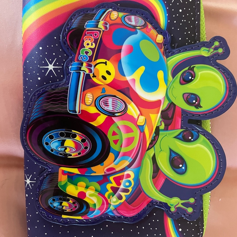 Lisa Frank cosmic Alien ride zip around wallet